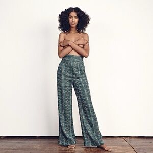 Ace & Jig Green Patterned Wide-Leg Pants
